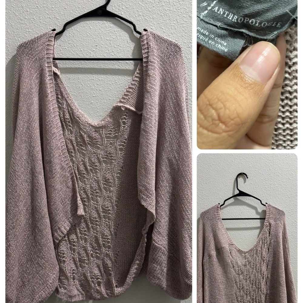 Anthropologie Mauve V-Neck Sweater
